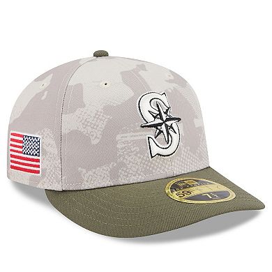 Men's New Era Light Beige/Olive Seattle Mariners 2025 Armed Forces Day Low Profile 59FIFTY Fitted Hat