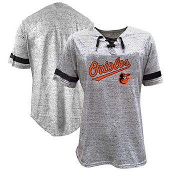 Women's�Profile Heather Gray Baltimore Orioles Lace-Up Fleck T-Shirt