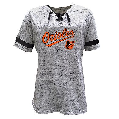 Women's�Profile Heather Gray Baltimore Orioles Lace-Up Fleck T-Shirt
