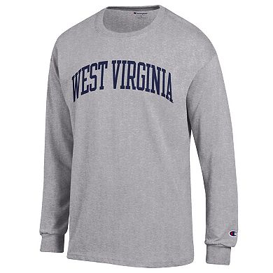 Men's Champion Heather Gray West Virginia Mountaineers Basic Arch Long Sleeve T-Shirt