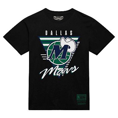 Men's Mitchell & Ness Black Dallas Mavericks Worldwide Collection Tri-Logo T-Shirt