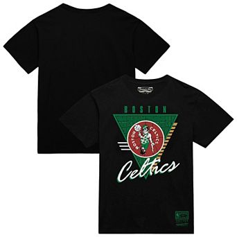 Men's Mitchell & Ness Black Boston Celtics Worldwide Collection Tri-Logo T-Shirt