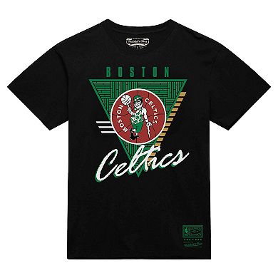 Men's Mitchell & Ness Black Boston Celtics Worldwide Collection Tri-Logo T-Shirt