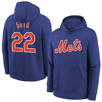Youth Nike Juan Soto Royal New York Mets Name & Number Performance Pullover Hoodie