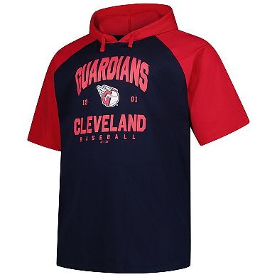 Men's Profile Navy Cleveland Guardians Big & Tall Short Sleeve Pullover Hoodie
