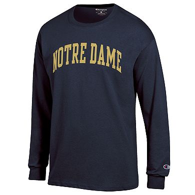 Men's Champion Navy Notre Dame Fighting Irish Basic Arch Long Sleeve T-Shirt