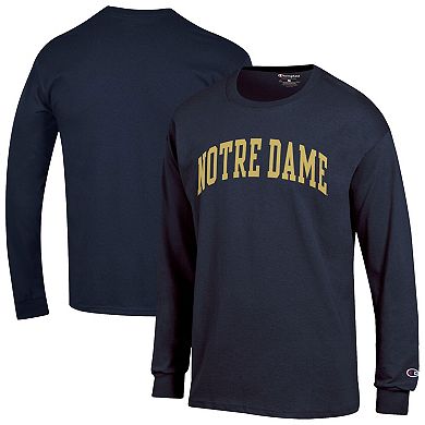 Men's Champion Navy Notre Dame Fighting Irish Basic Arch Long Sleeve T-Shirt