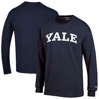 Men's Champion Navy Yale Bulldogs Basic Arch Long Sleeve T-Shirt