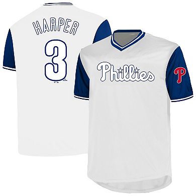 Men's�Profile Bryce Harper White Philadelphia Phillies Big & Tall Name & Number Birdeye V-Neck T-Shirt