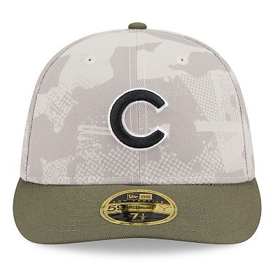 Men's New Era Light Beige/Olive Chicago Cubs 2025 Armed Forces Day Low Profile 59FIFTY Fitted Hat