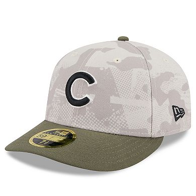 Men's New Era Light Beige/Olive Chicago Cubs 2025 Armed Forces Day Low Profile 59FIFTY Fitted Hat