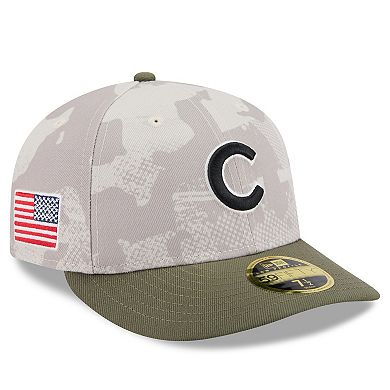 Men's New Era Light Beige/Olive Chicago Cubs 2025 Armed Forces Day Low Profile 59FIFTY Fitted Hat
