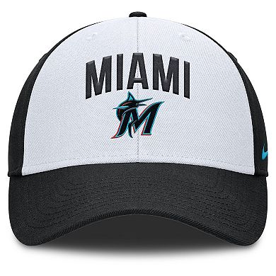 Men's Nike White/Black Miami Marlins Club Performance Adjustable Hat