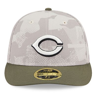 Men's New Era Light Beige/Olive Cincinnati Reds 2025 Armed Forces Day Low Profile 59FIFTY Fitted Hat