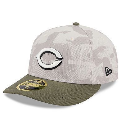 Men's New Era Light Beige/Olive Cincinnati Reds 2025 Armed Forces Day Low Profile 59FIFTY Fitted Hat