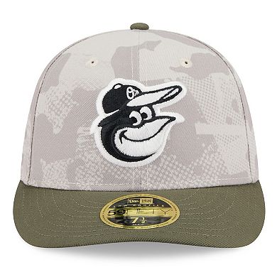Men's New Era Light Beige/Olive Baltimore Orioles 2025 Armed Forces Day Low Profile 59FIFTY Fitted Hat