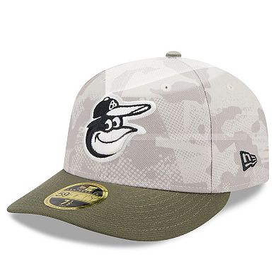 Men's New Era Light Beige/Olive Baltimore Orioles 2025 Armed Forces Day Low Profile 59FIFTY Fitted Hat