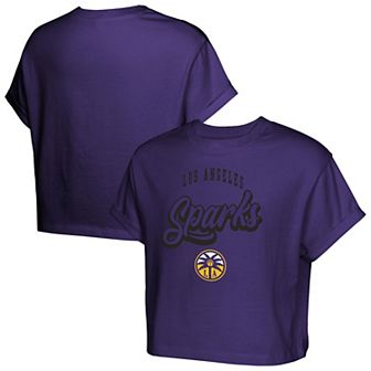 Girls Youth Purple Los Angeles Sparks City Pennant Cropped T-Shirt