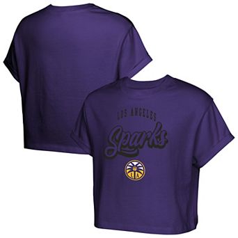 Girls Youth Purple Los Angeles Sparks City Pennant Cropped T-Shirt