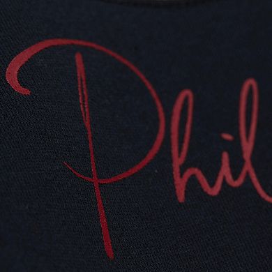 Women's Mitchell & Ness Burgundy/Black Philadelphia Phillies Cooperstown Collection Blocked Fleece Pullover Sweatshirt