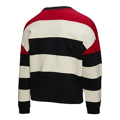 Women's Mitchell & Ness Red/Black Atlanta Braves Cooperstown Collection Blocked Fleece Pullover Sweatshirt