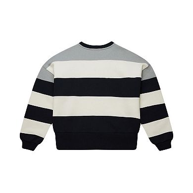 Women's Mitchell & Ness Gray/Black Milwaukee Brewers Cooperstown Collection Blocked Fleece Pullover Sweatshirt