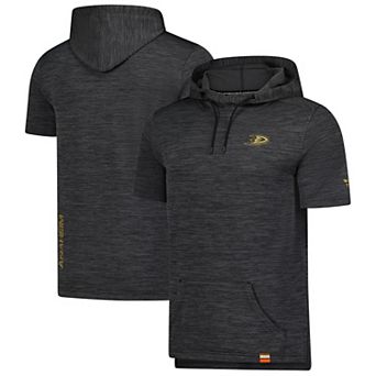 Men's Fanatics Heather Charcoal Anaheim Ducks Authentic Pro Short Sleeve Pullover Hoodie
