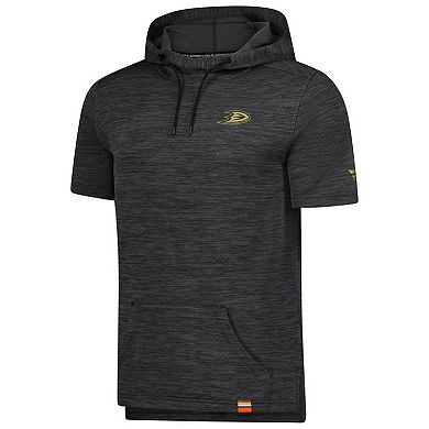 Men's Fanatics Heather Charcoal Anaheim Ducks Authentic Pro Short Sleeve Pullover Hoodie