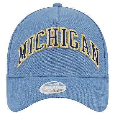 Women's New Era Denim Michigan Wolverines A-Frame 9FORTY Adjustable Hat