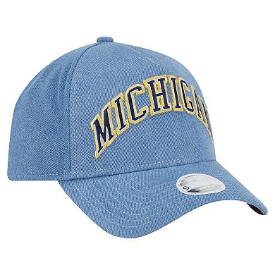 Women's New Era Denim Michigan Wolverines A-Frame 9FORTY Adjustable Hat