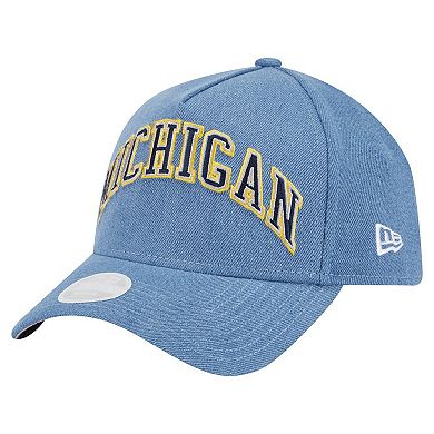 Women's New Era Denim Michigan Wolverines A-Frame 9FORTY Adjustable Hat