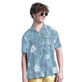 Men's Margaritaville Blue Chicago Cubs Palm Shade Party Button-Up Shirt