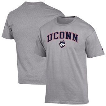 Men's Champion® Heather Gray UConn Huskies Arched Logo T-Shirt