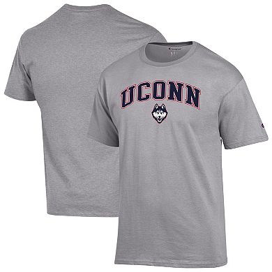 Men's Champion® Heather Gray UConn Huskies Arched Logo T-Shirt
