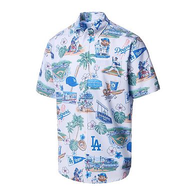 Men's Reyn Spooner White Los Angeles Dodgers Scenic Tri-Blend Button-Down Shirt