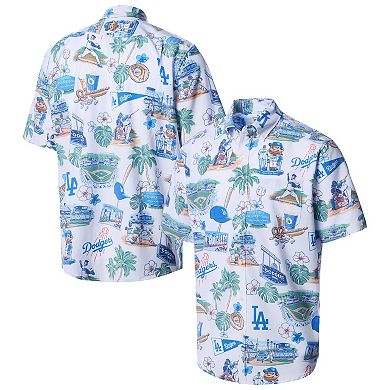 Men's Reyn Spooner White Los Angeles Dodgers Scenic Tri-Blend Button-Down Shirt
