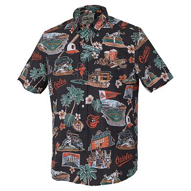 Men's Reyn Spooner Black Baltimore Orioles Scenic Tri-Blend Button-Down Shirt