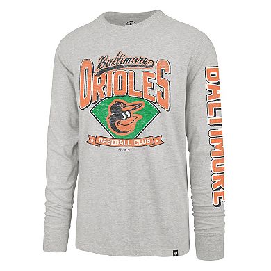 Men's '47 Gray Baltimore Orioles Big & Tall Distressed Franklin Long Sleeve T-Shirt