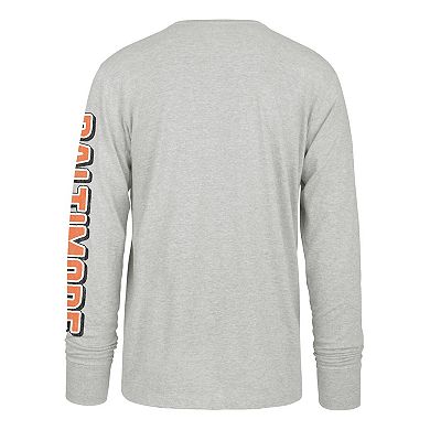 Men's '47 Gray Baltimore Orioles Big & Tall Distressed Franklin Long Sleeve T-Shirt