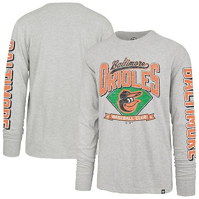 Men's '47 Gray Baltimore Orioles Big & Tall Distressed Franklin Long Sleeve T-Shirt