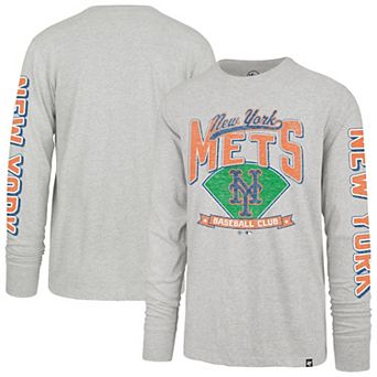 Men's�'47 Gray New York Mets Big & Tall Distressed Franklin Long Sleeve T-Shirt