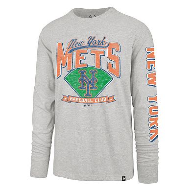Men's '47 Gray New York Mets Big & Tall Distressed Franklin Long Sleeve T-Shirt