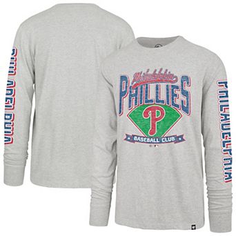 Men's�'47 Gray Philadelphia Phillies Big & Tall Distressed Franklin Long Sleeve T-Shirt