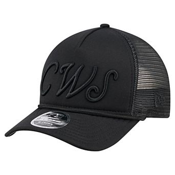 Men's New Era Black Chicago White Sox City Initial 9FORTY A-Frame M-Crown Adjustable Trucker Hat
