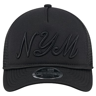 Men's New Era Black New York Mets City Initial 9FORTY A-Frame M-Crown Adjustable Trucker Hat