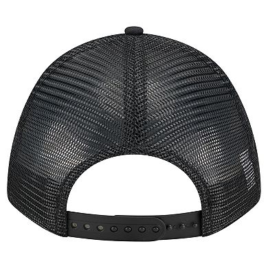 Men's New Era Black Miami Marlins City Initial 9FORTY A-Frame M-Crown Adjustable Trucker Hat