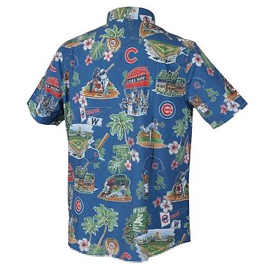 Men's Reyn Spooner Royal Chicago Cubs Scenic Tri-Blend Button-Down Shirt