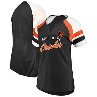 Women's Profile Black Baltimore Orioles Arched Notch Neck T-Shirt