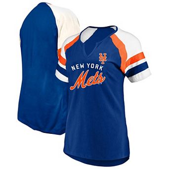 Women's Profile Royal New York Mets Arched Notch Neck T-Shirt