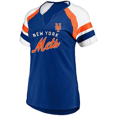 Women's Profile Royal New York Mets Arched Notch Neck T-Shirt